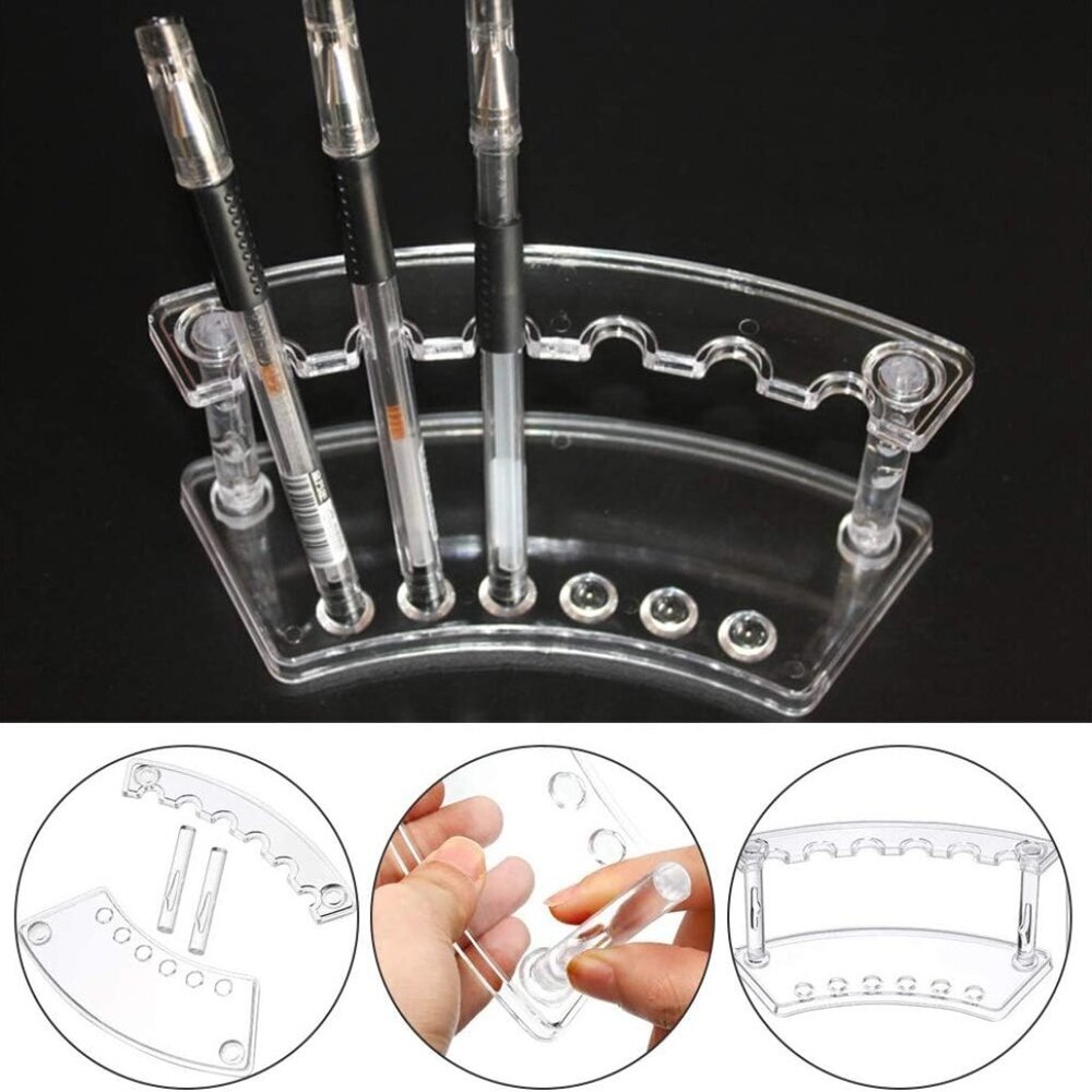 Clear Plastic Pen Holder Display Stand - 4 Pack, 6-Slot Organizer for Home Offic - Picture 6 of 7